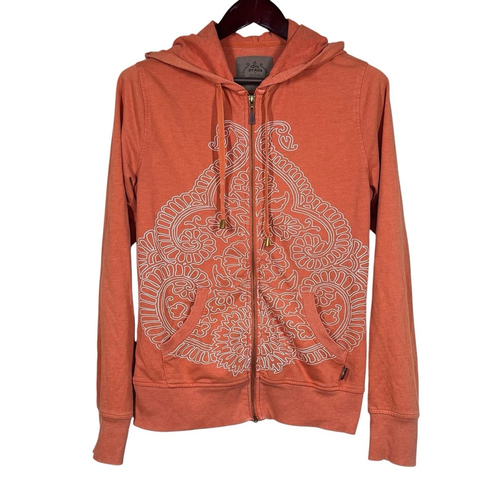 prAna Mandie Hoodie Womens L Full Zip Sweatshirt Bohemian Paisley Mandala Gorp